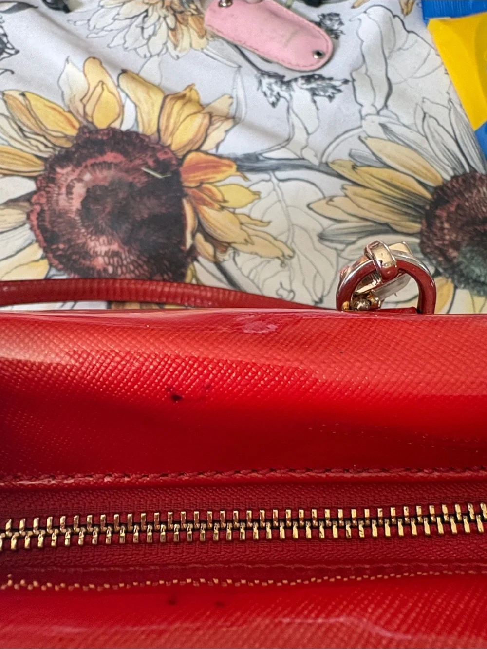 Coach Red Patent Satchel with Gold-Tone Hardware